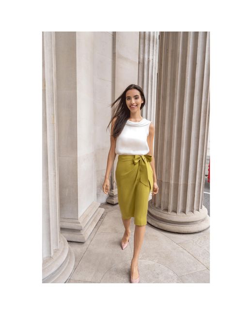 Femponiq Green Linen & Cupro-Blend Bow Tie Wrap Skirt