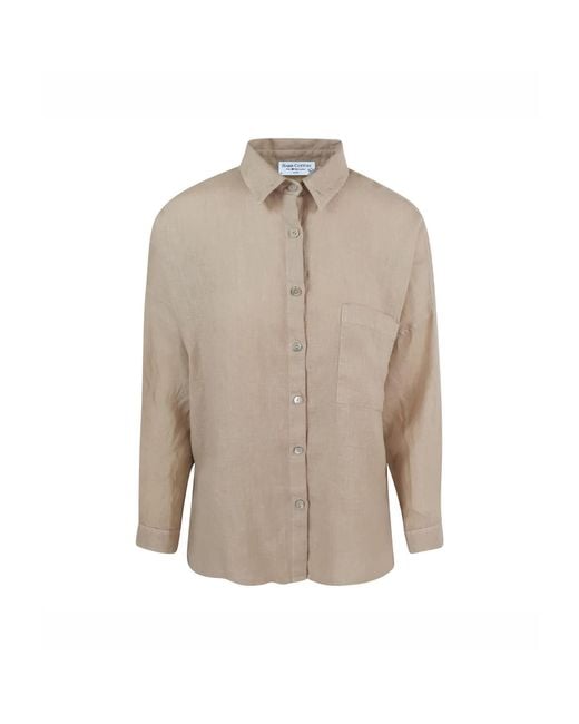 Haris Cotton Natural Neutrals Solid Drop Shoulder Linen Shirt Beach Sand