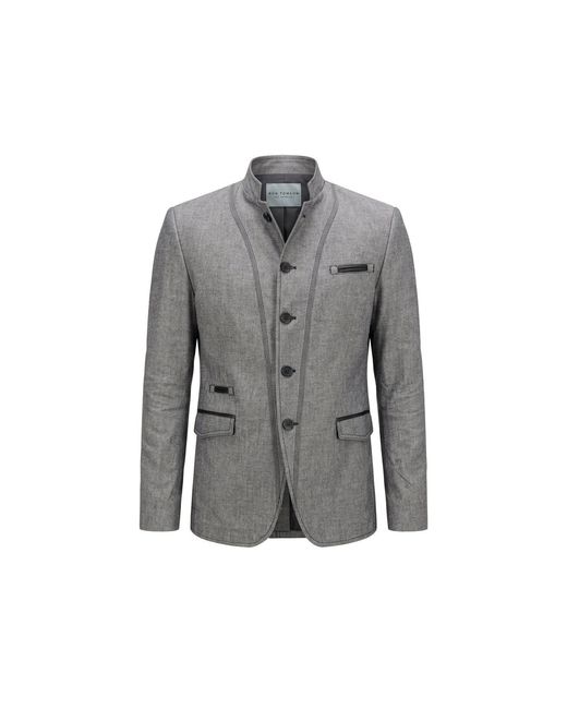 Ron Tomson Gray Symmetric Button Closure Jacket for men