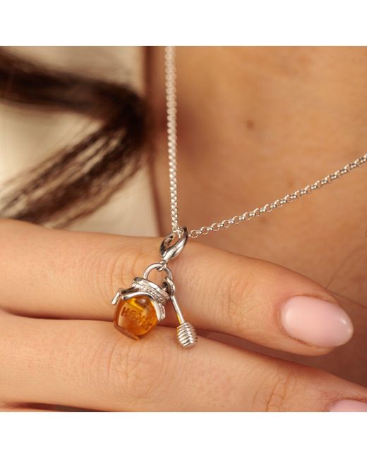 Lily Charmed Metallic Sterling Honey Pot Charm Necklace