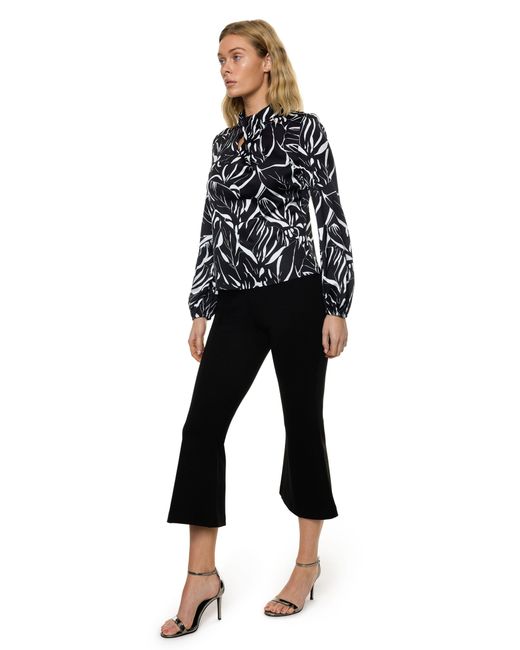 Carloslines Blue Draped Mock Neck Long Sleeve Shirt