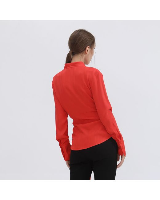 Smart and Joy Red Warp Long Sleeves Blouse