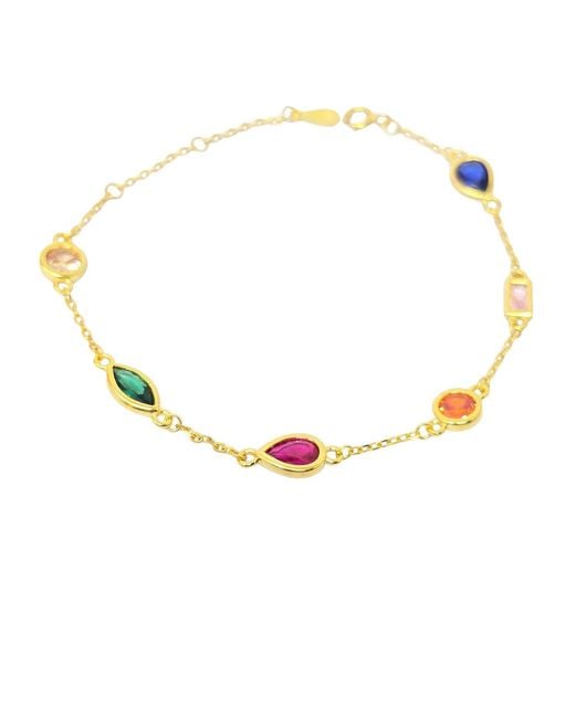Harfi Metallic Geometric Multicolour Gemstone Plated Bracelet