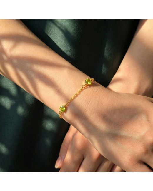 Harfi Metallic Peridot August Birthstone Minimalist Bracelet