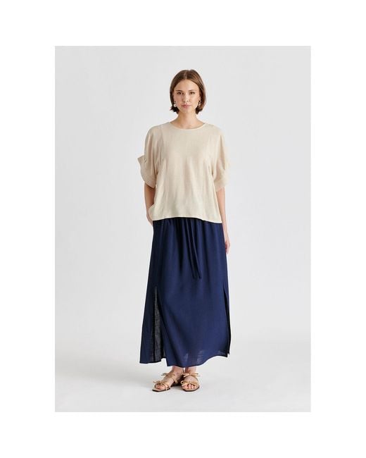 Paisie Natural Neutrals Relaxed Fit Top With Back Bow Detail