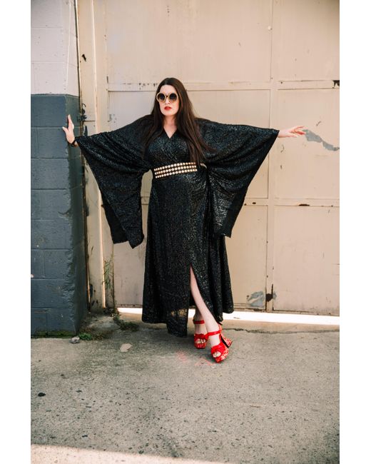 Byvinnik Black Bohémienne Sequin Kimono Robe