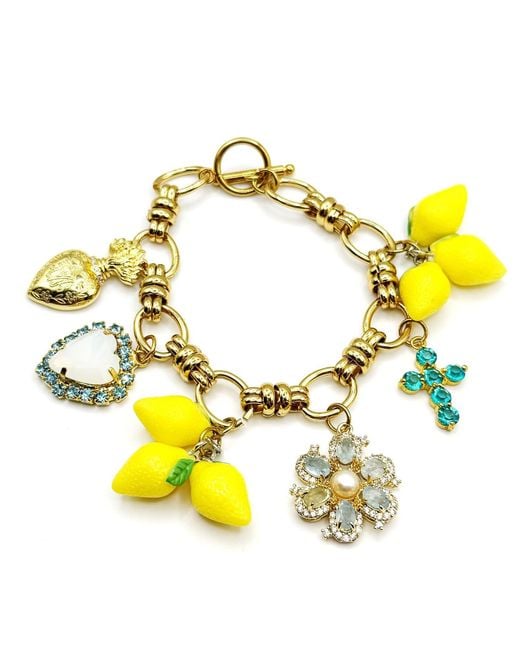Achala Handcrafted Yellow Lemon Charm Bracelet