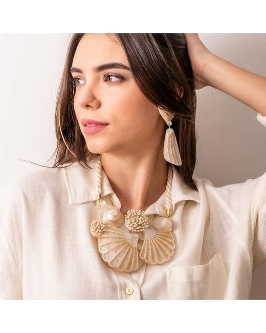 Gissa Bicalho Metallic Handmade Necklace Plastron Shells Nacre