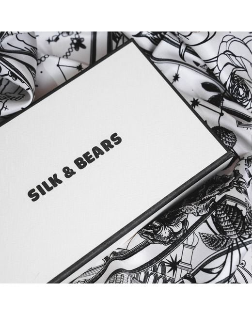 Silk and Bears Blue Monochrome Nautical 100% Mulberry Silk Twill Scarf — Hand-Rolled Hem