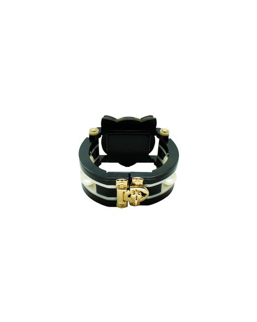 Gissa Bicalho Black Handmade Acrylic Bracelet Tiger Caramel