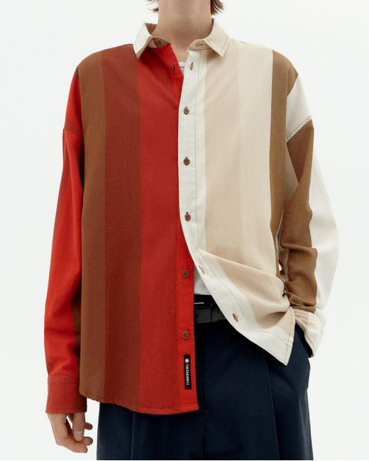 Thinking Mu Red Striped Sandfire Haru Shirt for men