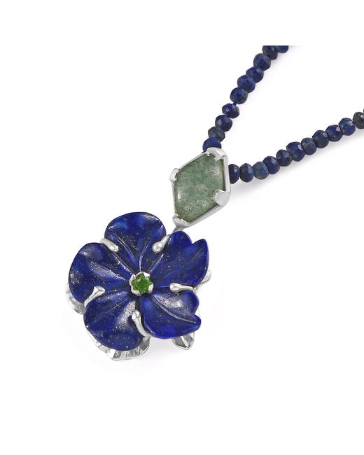 Emma Chapman Jewels Blue The Rosa Lapis Lazuli Flower Pendant
