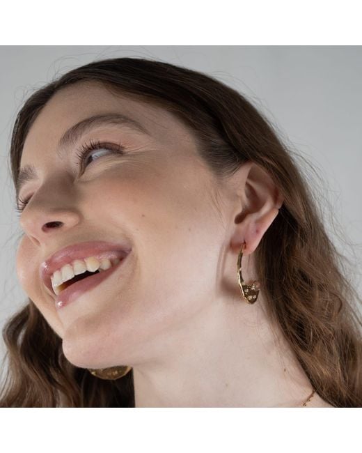 Rare Matters Jewelry Metallic Timeless Organic Strawberry Quartz Crescent Earrings