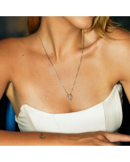 Spero London Metallic Large Lock Sterling Chain Necklace