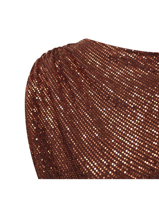 Me & Thee Brown Neutrals Lend An Ear Copper Sequin Top