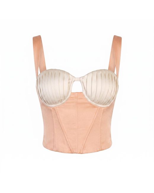 Clerestory White Juliette Cropped Corset With Pleated Cups