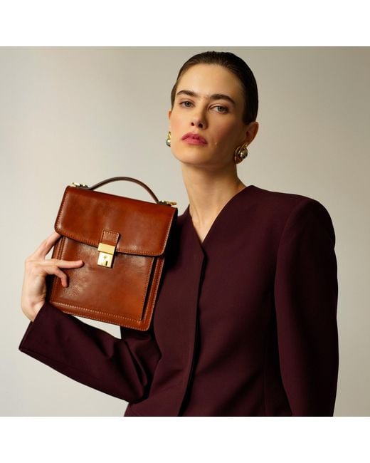 Time Resistance Brown Small Leather Briefcase For