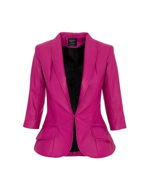 AVENUE No.29 Purple Structured Eco Leather Blazer