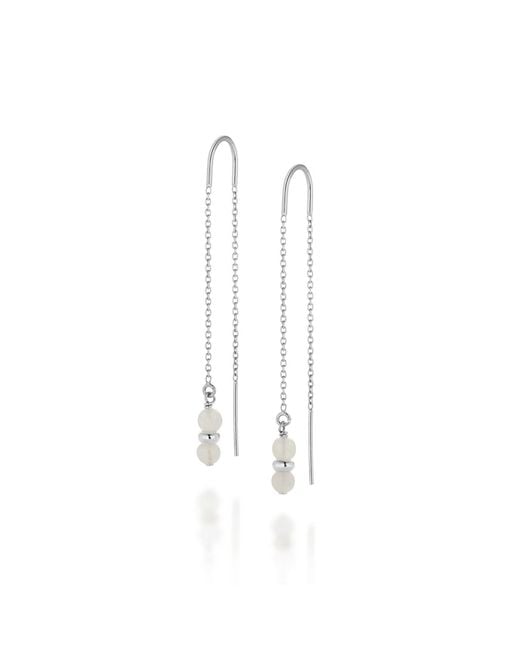 Nellou Jewellery White Fall Birthstone Earrings June Moonstone Sterling
