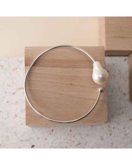 Silver Moon Metallic Sterling Bracelet With Pearl