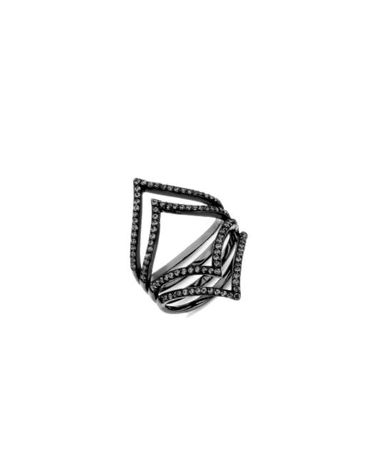 SALLY SKOUFIS Black Shine Ring With Made Cz Diamond Stimulant