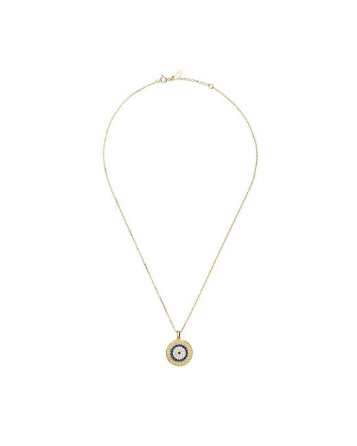 Latelita London Metallic Greek Evil Eye Disc Pendant Necklace