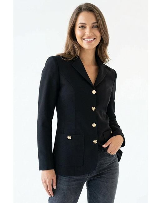 Exquise Black Structured Button Blazer Jacket