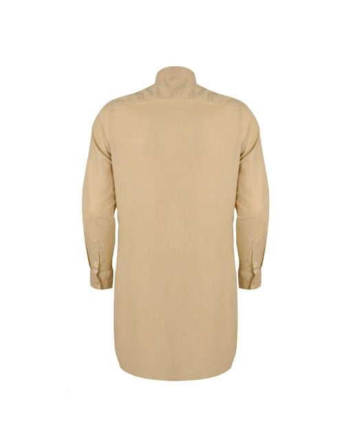 DAVID WEJ Natural Neutrals Hugo Linen Mandarin Collar Tunic Shirt for men