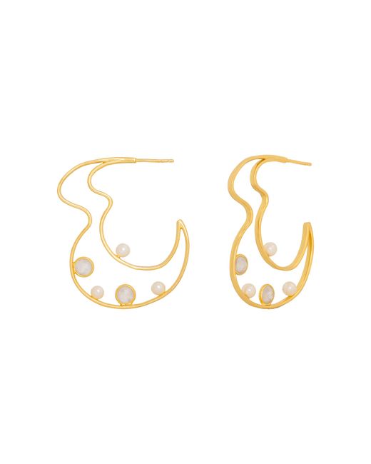 Lavani Jewels Metallic Lyra Pearl Hoop Earrings