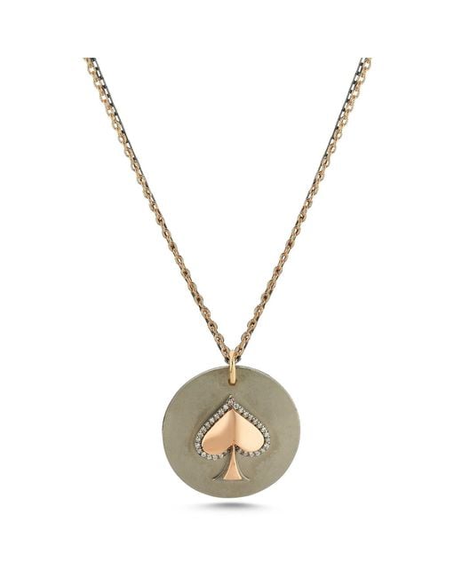 Ecce | Artisan Diamonds Metallic 14K Solid Queen Of Spades Diamond Necklace