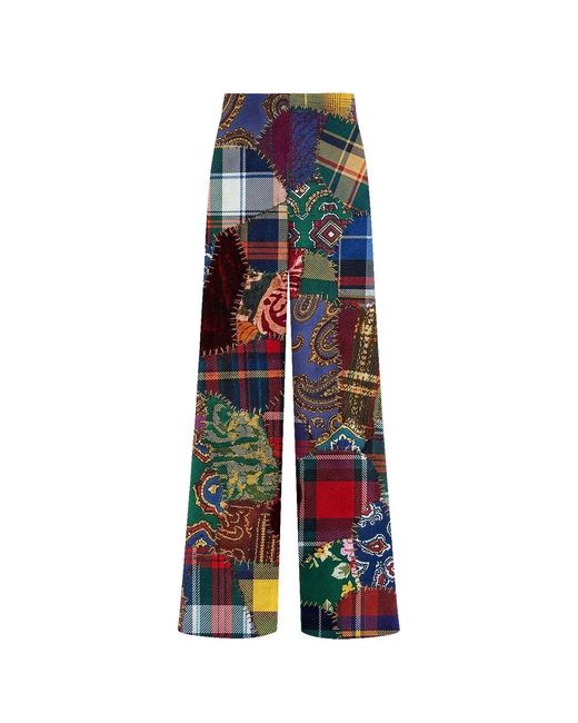 Aloha From Deer Blue Patchwork Long Loose Pants