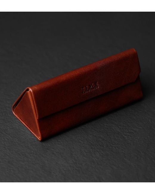 Time Resistance Brown Foldable Leather Glasses Case For