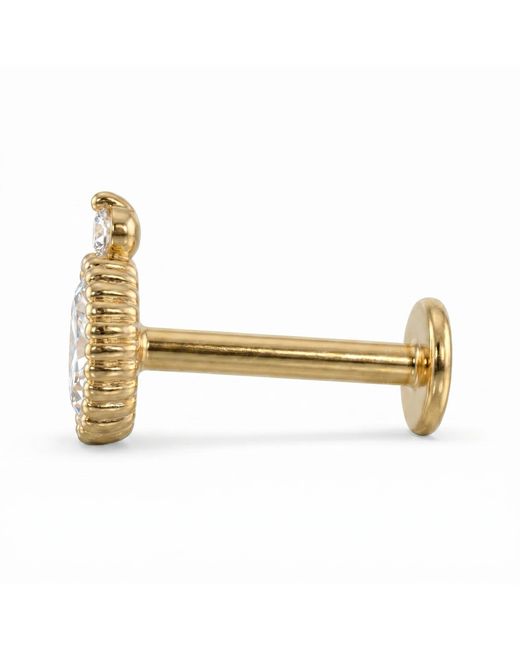 Zahav Jewelry Metallic 14K Solid 18G 8Mm Oval Cz Internally Threaded Flat Back Stud