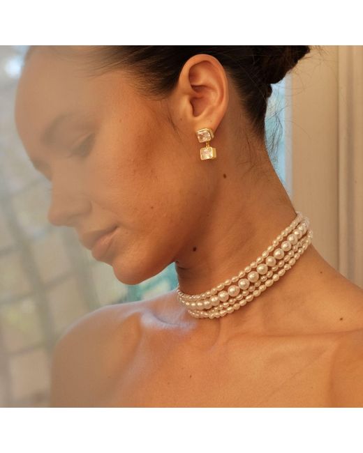 LINYA JEWELLERY Metallic Amour Multi Pearl Choker, Wedding Pendant