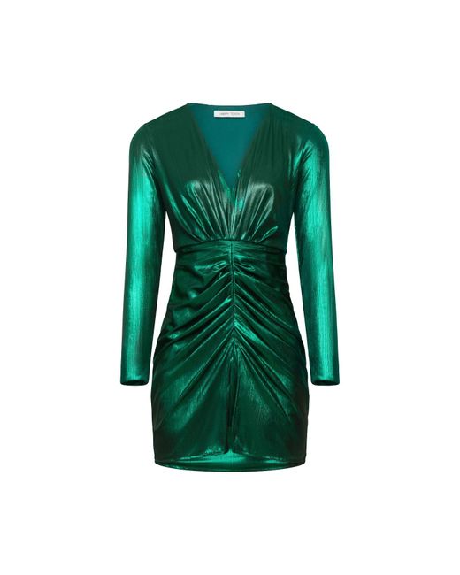 Urban Touch Green Metallic Ruched Skirt Mini Dress