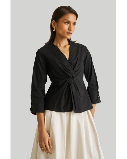 REISTOR Blue Front Twist Cotton Top