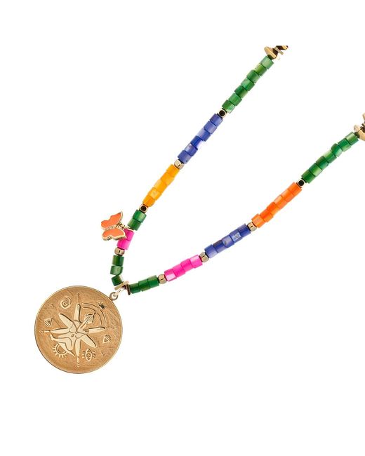 Ebru Jewelry Metallic Sunshine Yoga Girl Protective Vibe Multicolor Beaded Necklace