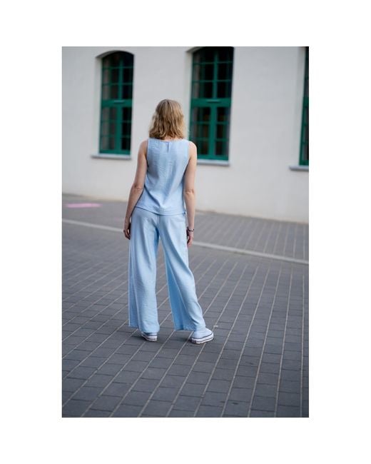 Oh!Zuza Blue Echo Wide-Leg Viscose Trousers – Light