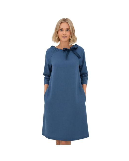 LeMuse Blue French — Stonewashed Linen Dress With Adjustable Ribbon Bow