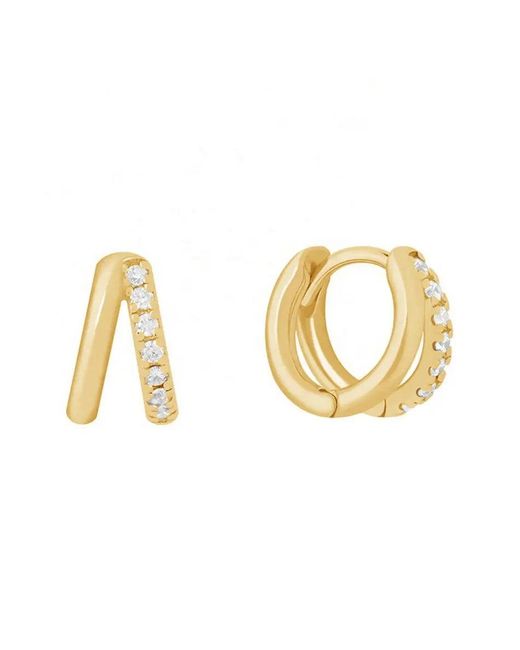 Nazzar Metallic Mini Twin Huggie Earrings