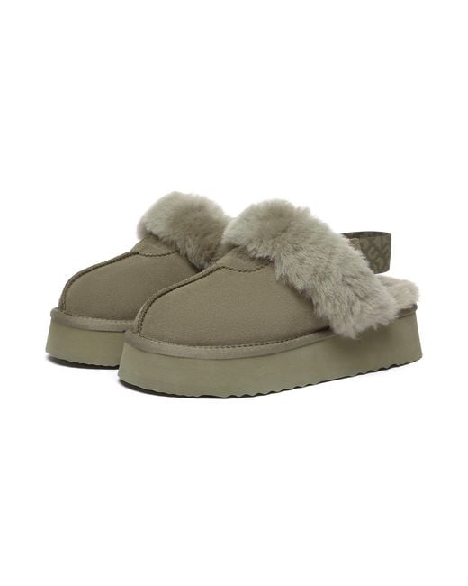 EverAu Australia Green Wagtail Removable Strap Platform Slippers