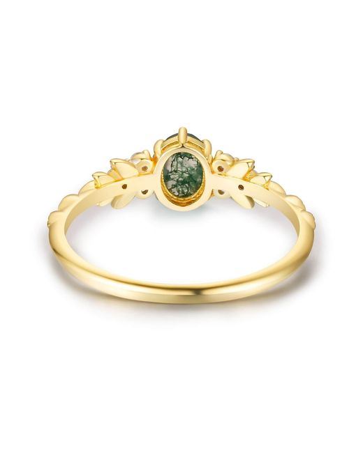 Azura Jewelry New York Metallic Wildflower Moss Agate Ring Vermeil