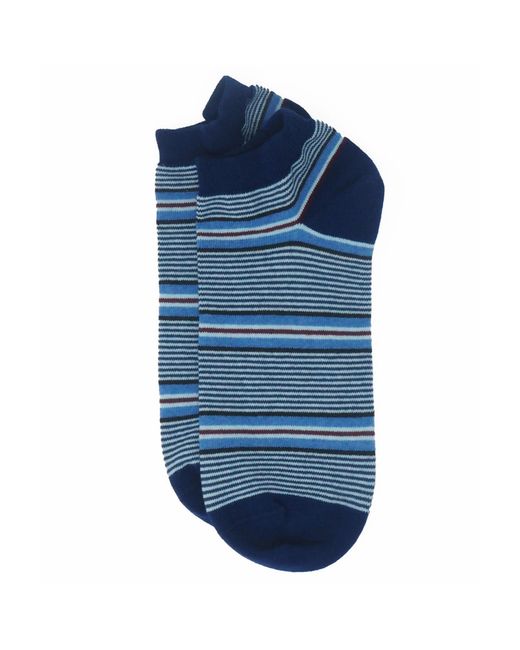 Peper Harow - Made in England Blue Multistripe & Oxford Stripe Trainer Socks Bundle for men