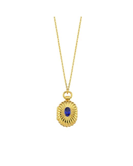 LINYA JEWELLERY Metallic Mini Stone Covered Medallion Locket Necklace