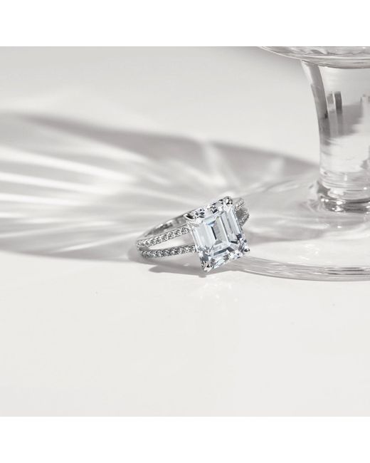 Diamonbliss Metallic Emerald Cut Split-Shank Ring