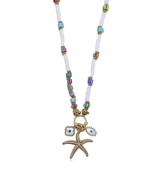 Bayemeyc White Thaloria Gemstone Charm Necklace