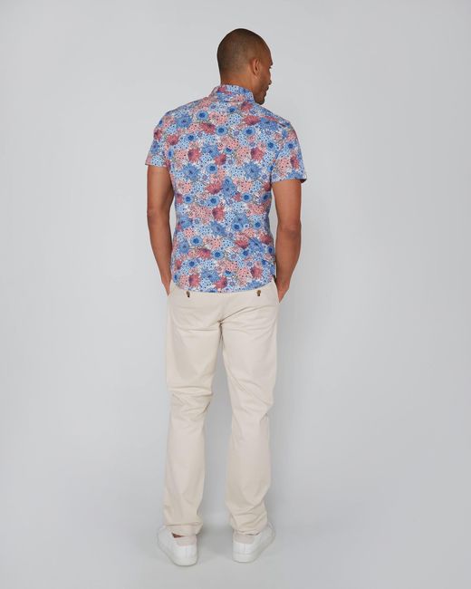 Lords of Harlech Blue Todd Garden Party Knit Shirt for men