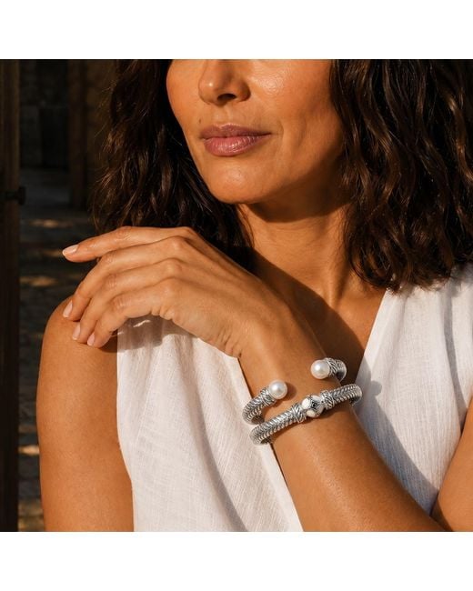 Daneila Léon Metallic Sterling Freshwater Pearl & Ivory-Colored Enamel Cuff