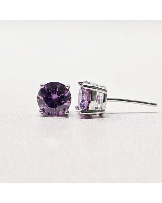 Harfi Purple Alexandrite Moissanite Crystal Sterling Earrings