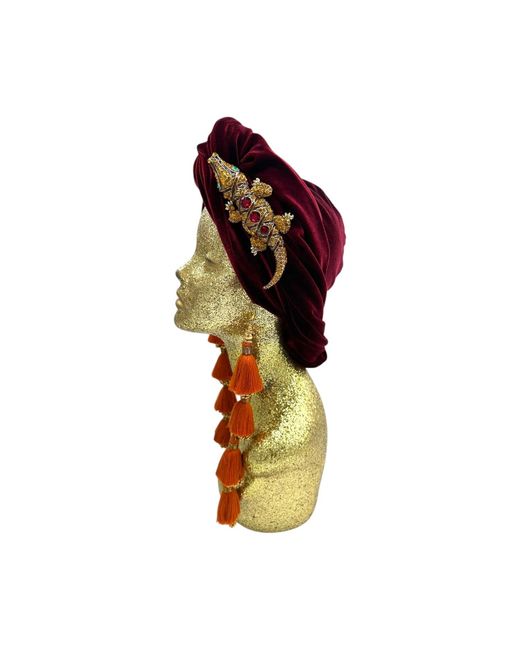 Julia Clancey Red Malbec Ruby Alligator Dorado Turban
